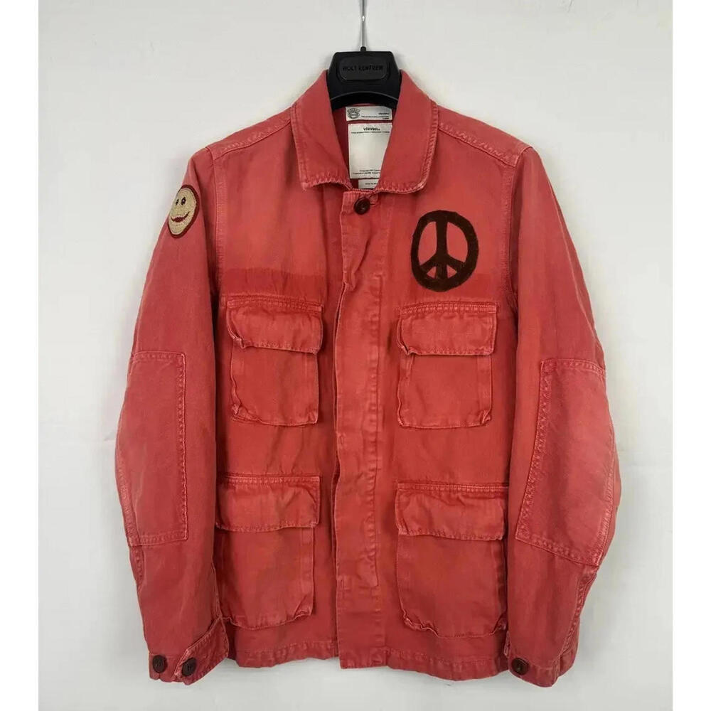 Visvim Kilgore 13AW Military Patch Slub Cotton Linen Jacket Red Size 1 | S